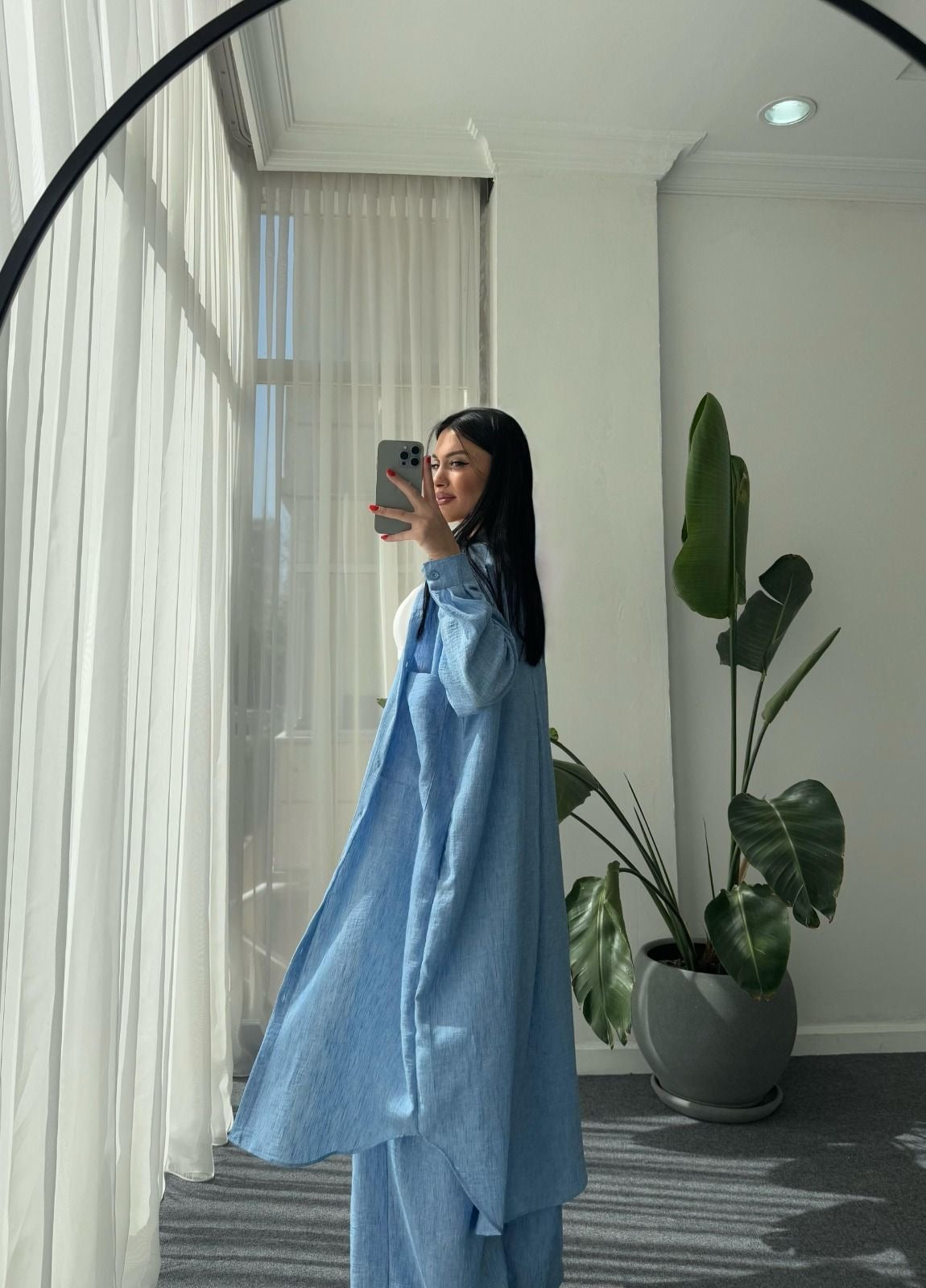 Ensemble chemise et pantalon bleu ESRA