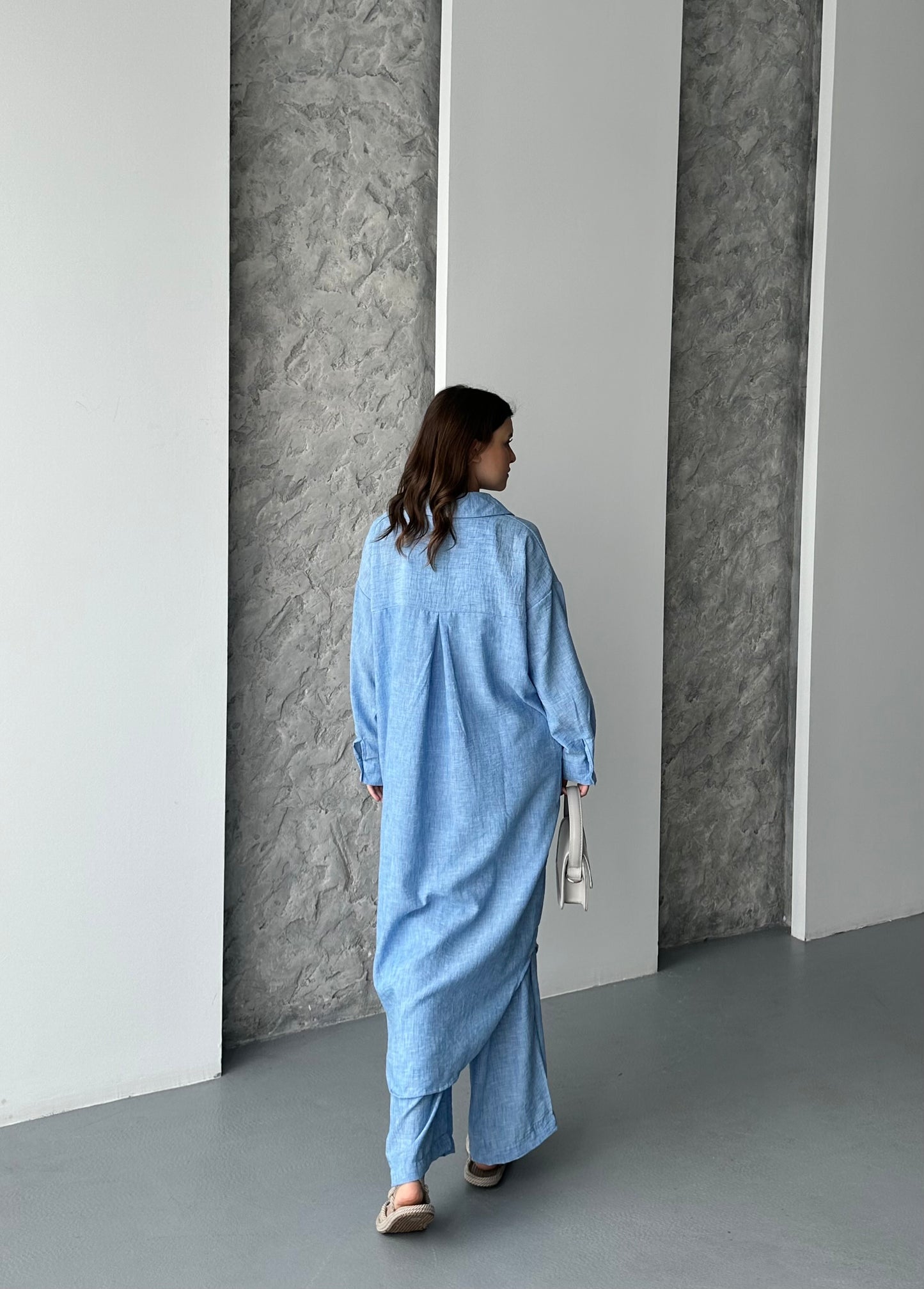 Ensemble chemise et pantalon bleu ESRA