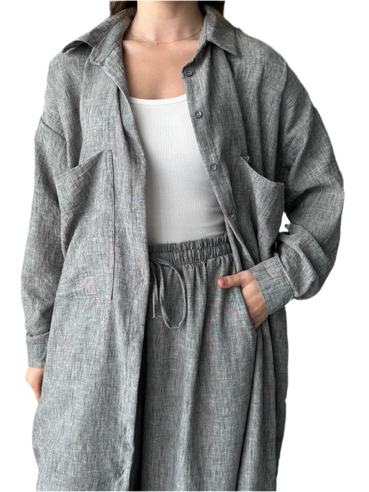 Ensemble chemise et pantalon gris ESRA